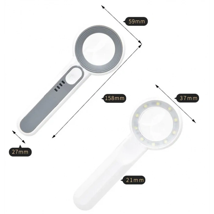 BÜYÜTEÇ, TYPE-C SARJLI, 10 LED IŞIKLI, BÜYÜTEÇ , 11X BÜYÜTME, MAGNIFIER