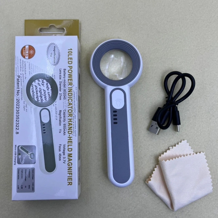BÜYÜTEÇ, TYPE-C SARJLI, 10 LED IŞIKLI, BÜYÜTEÇ , 11X BÜYÜTME, MAGNIFIER