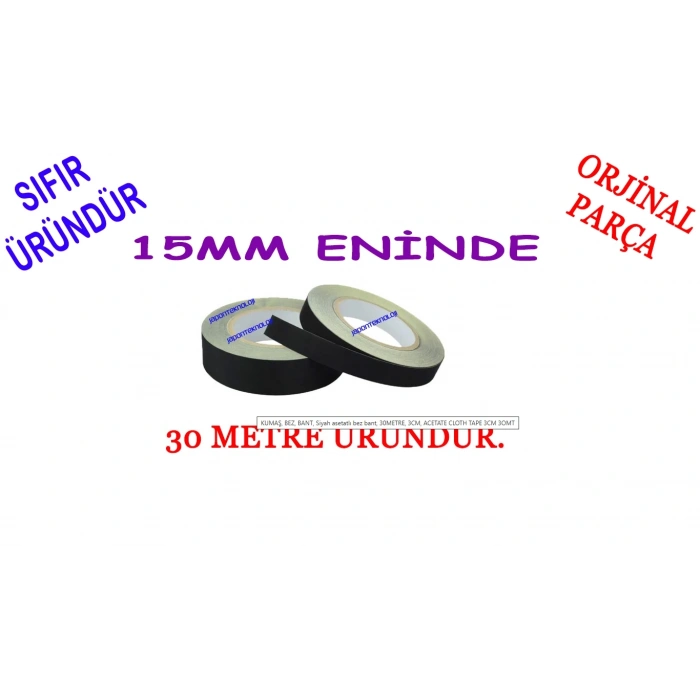 KUMAŞ, BEZ, BANT, Siyah asetatlı bez bant, 30METRE, 1.5CM, ACETATE CLOTH TAPE 15 3OMT