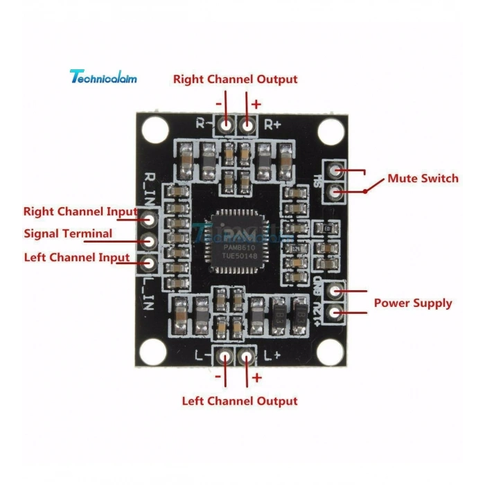 PAM8610, Stereo Amfi Modülü, SES MODÜLÜ, PAM8610 2x15W Stereo Ses Modülü – 12V Class-D Amfi Kartı