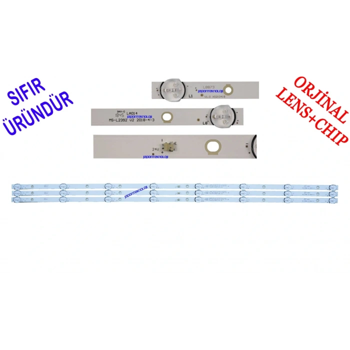 REDLİNE, PS43, DİJİTSU DJ43, LED BAR, MS-L2392 V2 , CX430DLEDM, T2S2HEVC, 80.2 Cm 8 Ledli Tv Led Bar