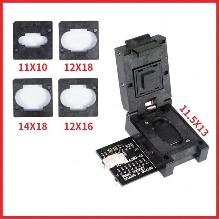 RT809H, EMMC, ADAPTER, ADAPTÖR, BGA169 & BGA153 EMMC Socket Adapter RT-BGA169-01 and BGA Bounding Box for RT809H Programmer