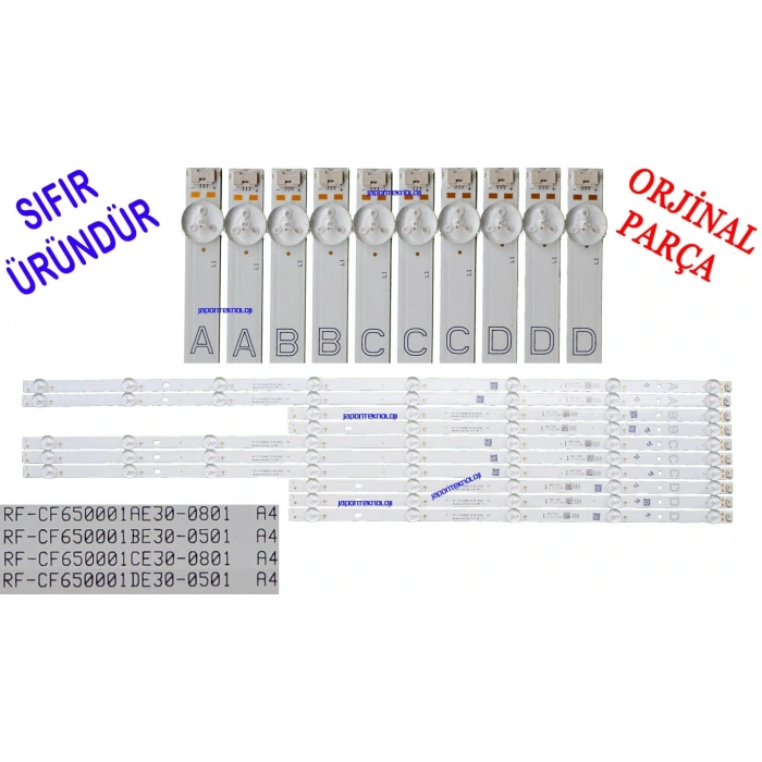 VESTEL 65U9500, TOSHIBA 65UL2063DT, 65UL3063DT, 65UA3A63DT, 65UL2163DT, REGAL 65R754U, 65R7540UA, HITACHI 65HT8060UD LED BAR, RF-CF650001AE30-0801, RF-CF650001CE30-0801, RF-CF650001DE30-0501, RF-CF650001BE30-0501