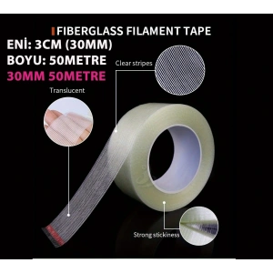 LİFLİ BANT, LİFLİ FLAMENT BANT, Fibrous Flament Tape, 30MM, 3CM, 50METRE