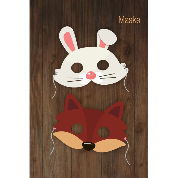 Kırmızı Başlıklı Kız Kurt Tavşan MASKE  6lı Doğum Günü * (kalın kağıt)
