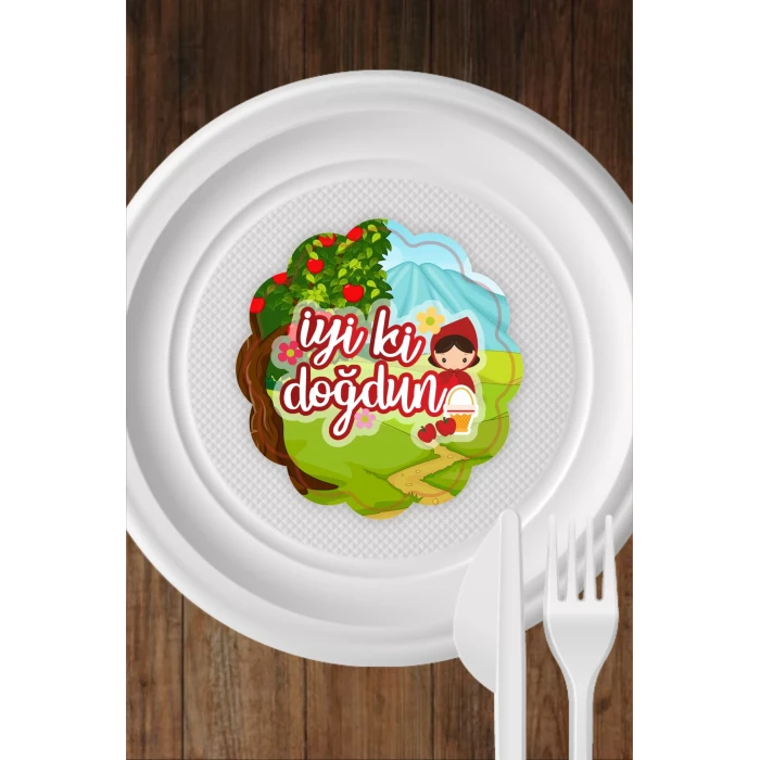 Kırmızı Başlıklı Kız Temalı Tabak Sticker 15li * Yapışkanlı Kağıt