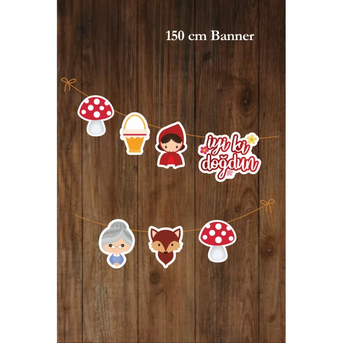 Kırmızı Başlıklı Kız Temalı Büyük Banner *Kalın Kağıt 150cm
