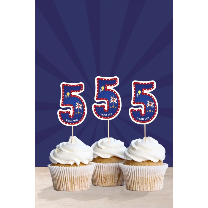 Lunapark Temalı * 5 (beş) Yaşında Cupcake Süsü 10lu