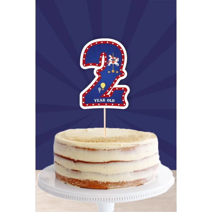 Lunapark Temalı 2 Yaşında (iki) Pasta Süsü *Kalın Kağıt