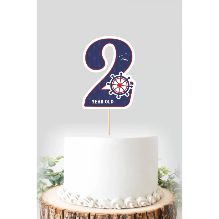 Denizci Temalı 2 Yaşında (iki) Pasta Süsü *Kalın Kağıt