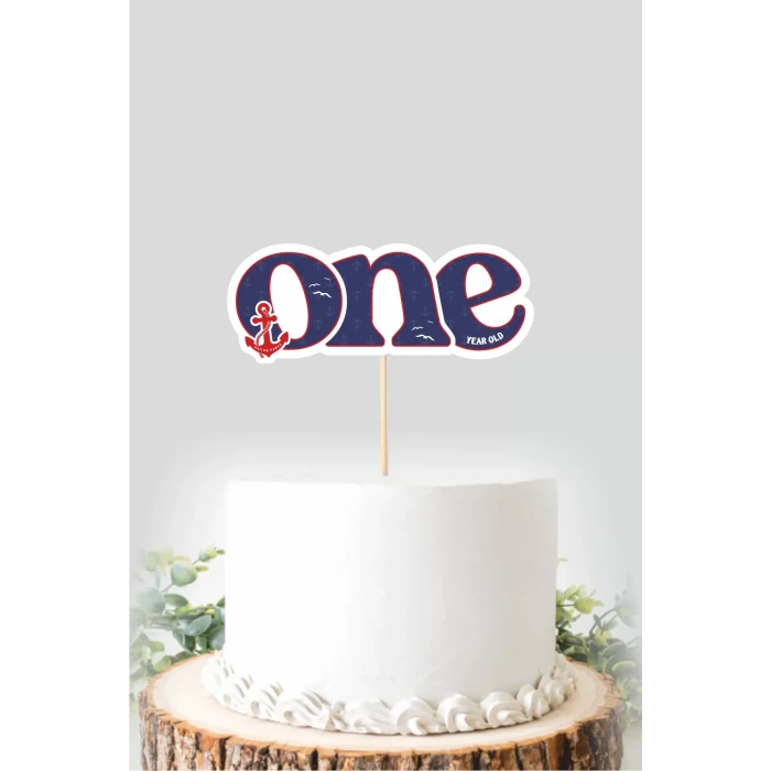 Denizci Temalı ONE (1) Pasta Süsü *Kalın Kağıt
