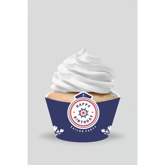 Denizci Temalı Cupcake Sargısı 8li