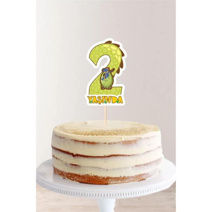 Dinozor Temalı 2 Yaşında (iki) Pasta Süsü *Kalın Kağıt