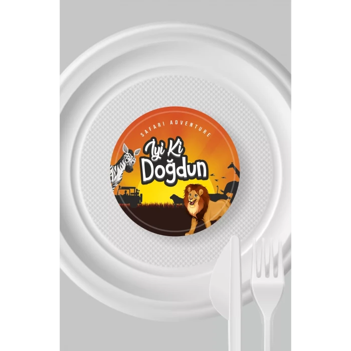 Safari Temalı Tabak Sticker 15li * Yapışkanlı Kağıt
