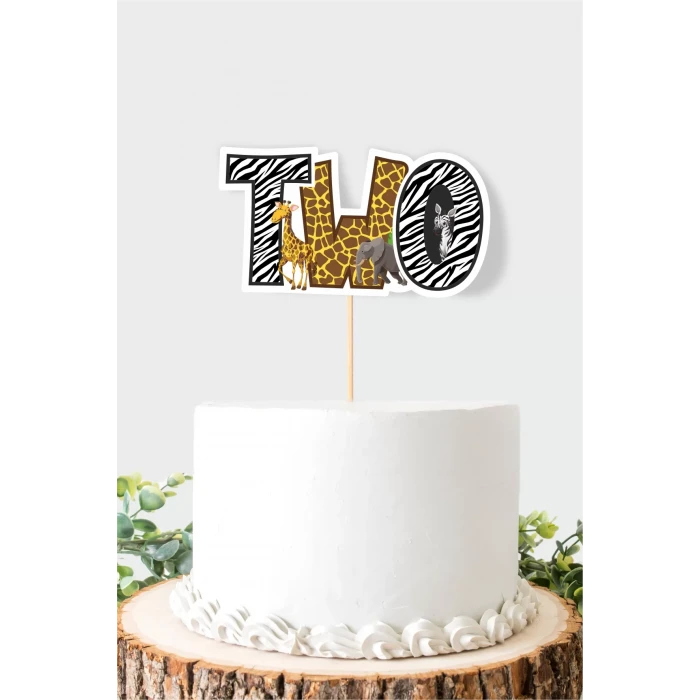 Safari Temalı TWO (2) Pasta Süsü *Kalın Kağıt