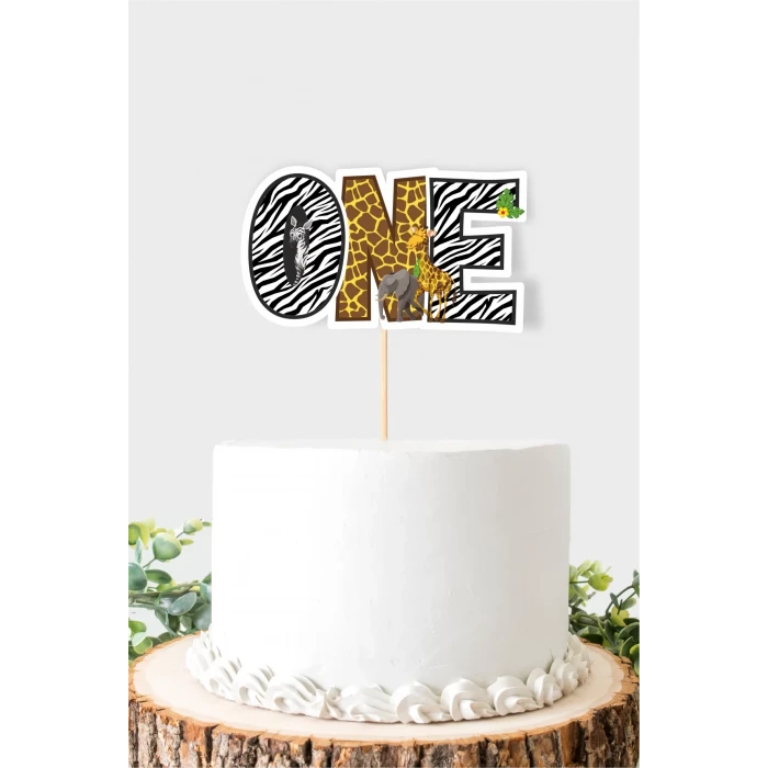 Safari Temalı ONE (1) Pasta Süsü *Kalın Kağıt