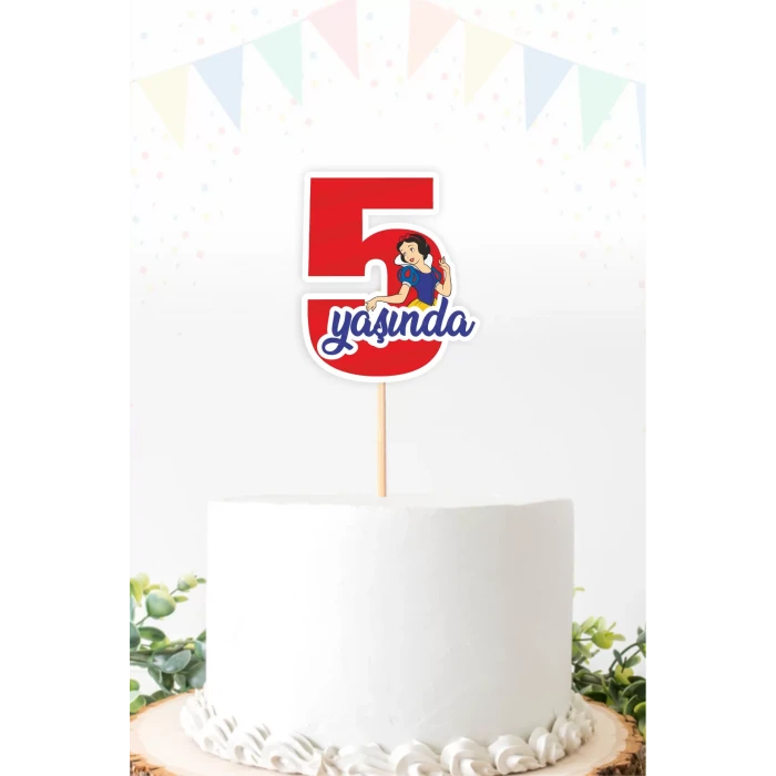 Pamuk Prenses Temalı 5 (beş) Yaşında Pasta Süsü *Kalın Kağıt