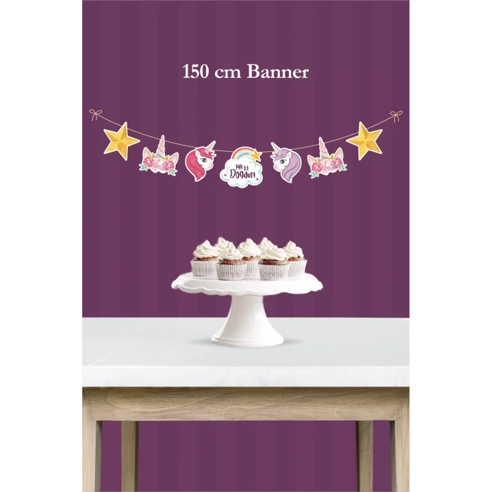Unicorn Temalı Büyük Banner *Kalın Kağıt 150cm