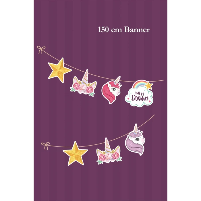 Unicorn Temalı Büyük Banner *Kalın Kağıt 150cm