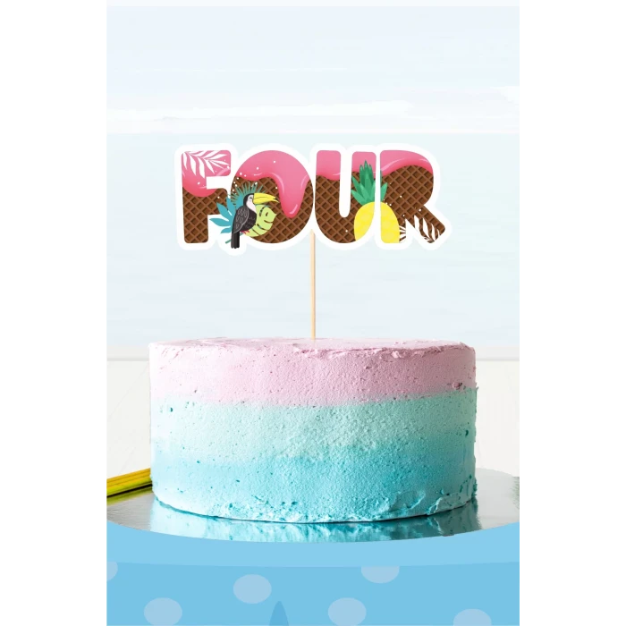 Summer Yaz Temalı FOUR (4) Pasta Süsü *Kalın Kağıt
