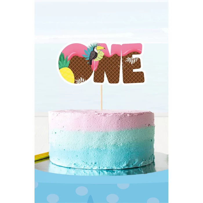 Summer Yaz Temalı ONE (1) Pasta Süsü *Kalın Kağıt