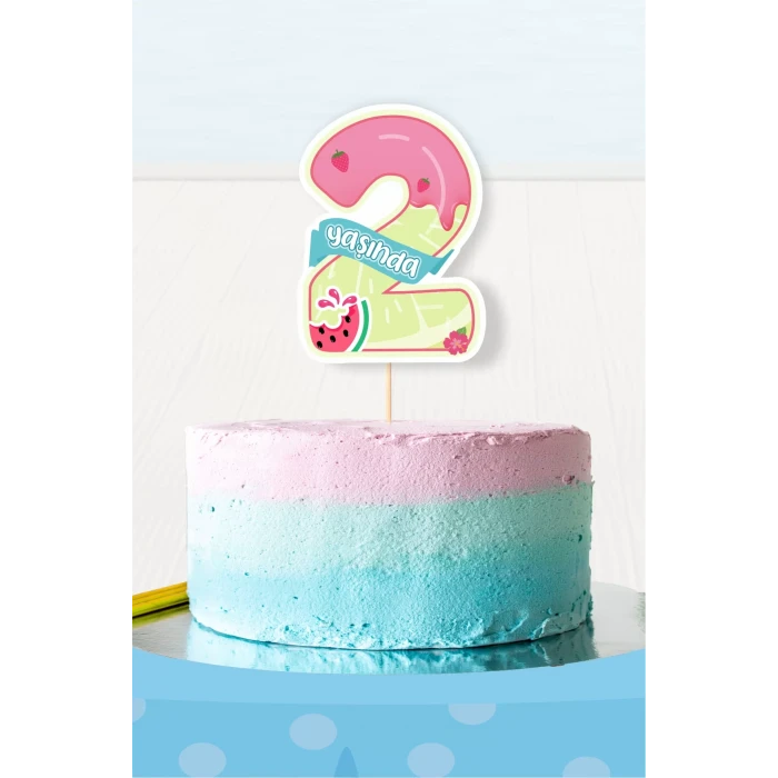 Summer Yaz Temalı  2 Yaşında (iki) Pasta Süsü *Kalın Kağıt