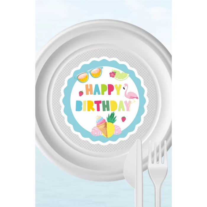 Summer Yaz Temalı Tabak Sticker 15li * Yapışkanlı Kağıt