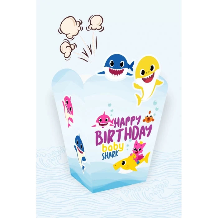 Baby Shark Temalı Popcorn Kutusu (mısır) 8li