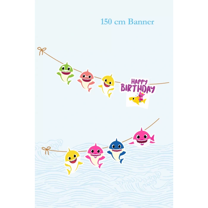 Baby Shark Temalı Büyük Banner *Kalın Kağıt 150cm