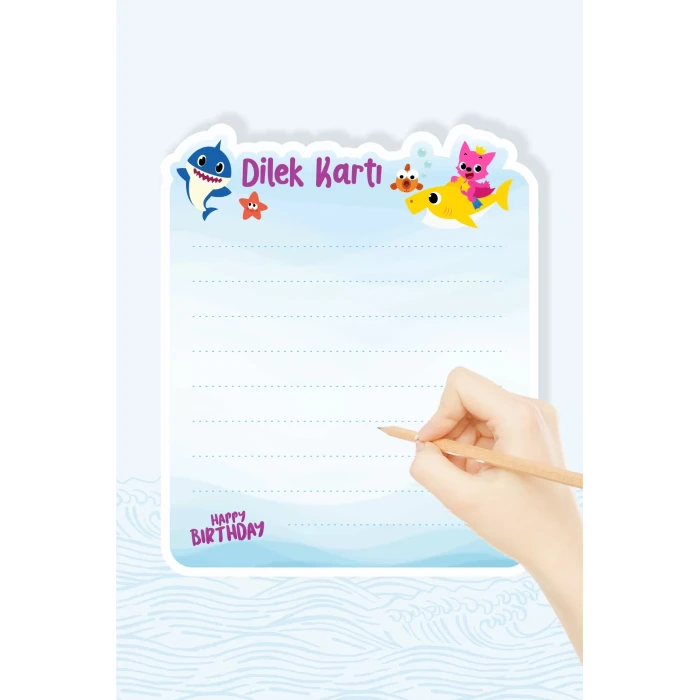 Baby Shark Teması Dilek Kartı 20li *Kalın Kağıt