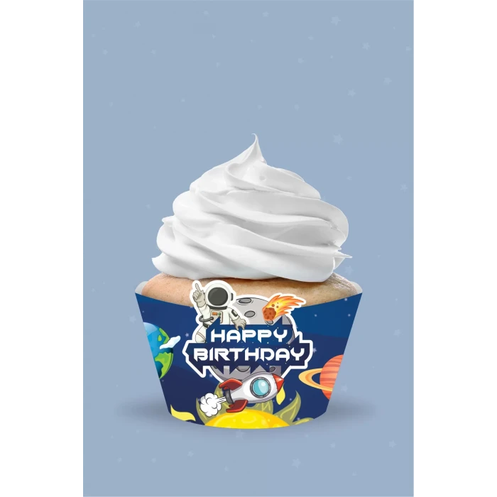 Uzay Temalı Cupcake Sargısı 8li