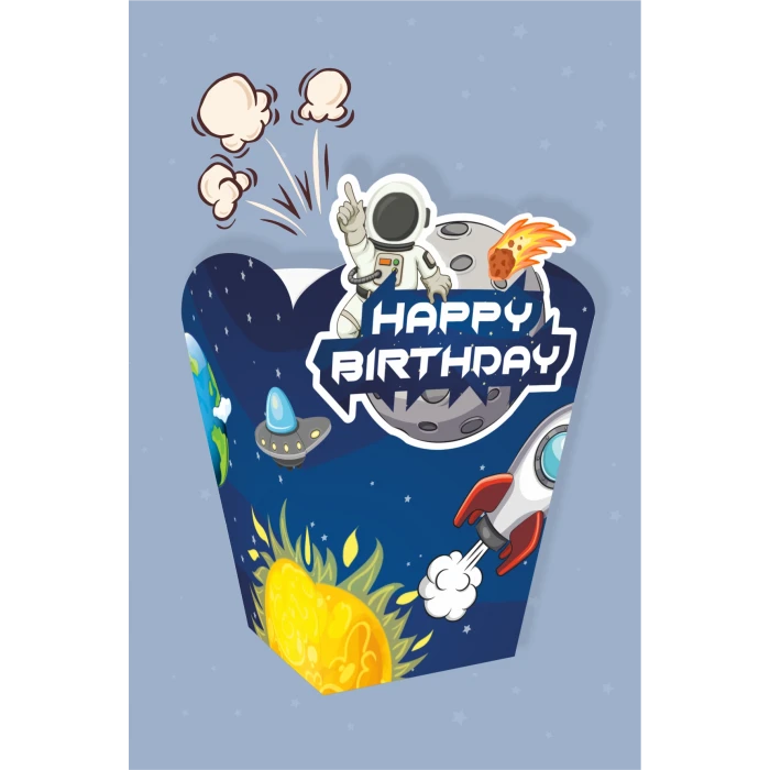 Uzay Temalı Popcorn Kutusu (mısır) 8li