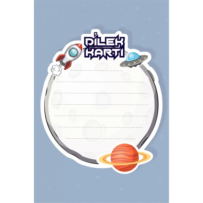 Uzay Temalı Dilek Kartı 20li *Kalın Kağıt