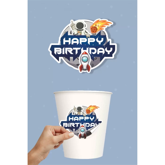 Uzay Temalı Sticker (Etiket) 20li * Yapışkanlı Kağıt