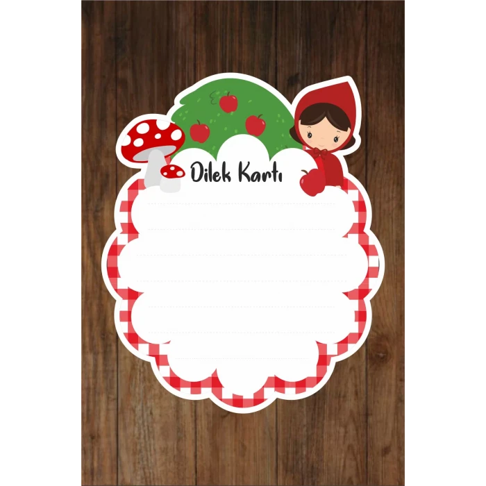 Kırmızı Başlıklı Kız Dilek Kartı 20li *Kalın Kağıt