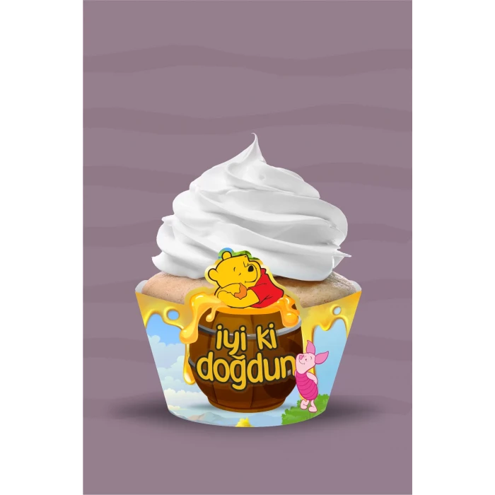 Winnie The Pooh Cupcake Sargısı 8li