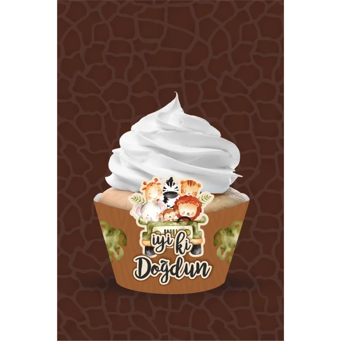 Safari Pastel Cupcake Sargısı 8li