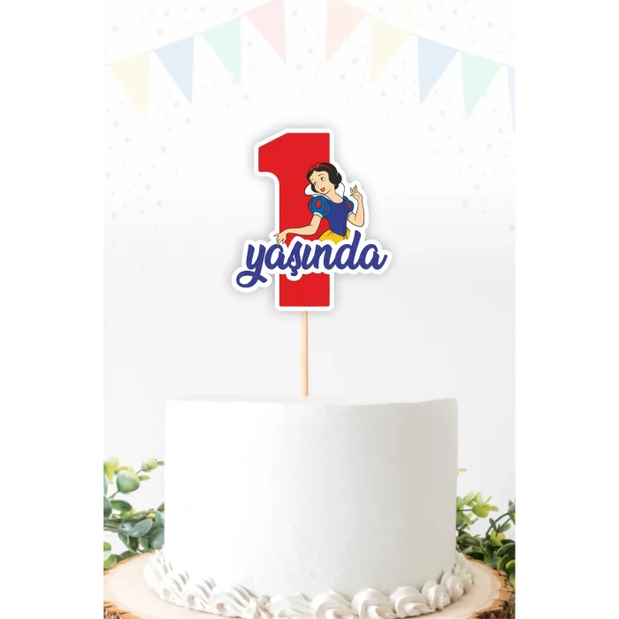 Pamuk Prenses 1 Yaşında (Bir) Pasta Süsü *Kalın Kağıt