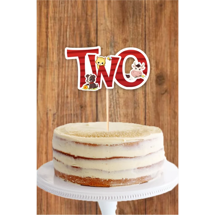 Çiftlik Konseptli TWO Pasta Süsü *Kalın Kağıt