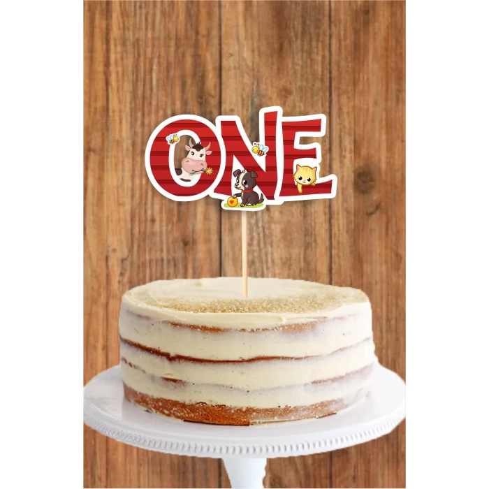 Çiftlik Konseptli ONE Pasta Süsü *Kalın Kağıt