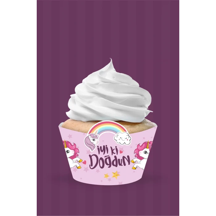 Unicorn Konsepti Cupcake Sargısı 8li