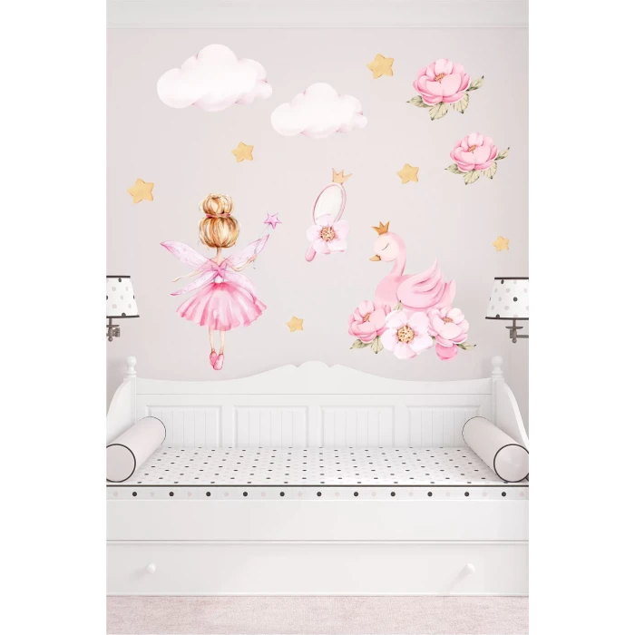 Balerin ve Kuğu Duvar Sticker 50x70 cm