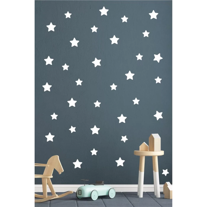 Beyaz Yıldızlar Duvar Sticker 100 Adet