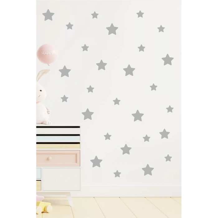 Gri Yıldızlar Duvar Sticker 200 Adet
