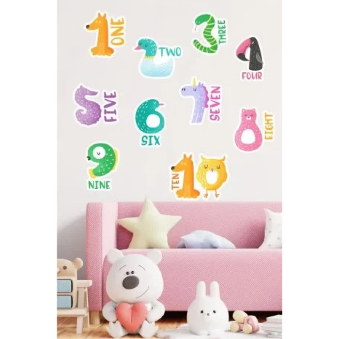 İngilizce Sayılar Eğitici Duvar Sticker 50x70 cm