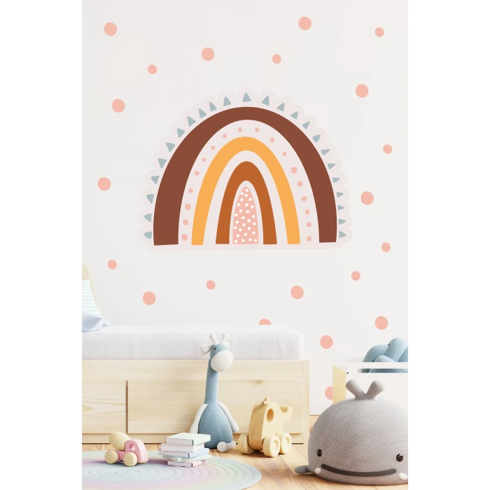 Boho Gökkuşağı ve 150 Puantiye Duvar Sticker 50x100cm