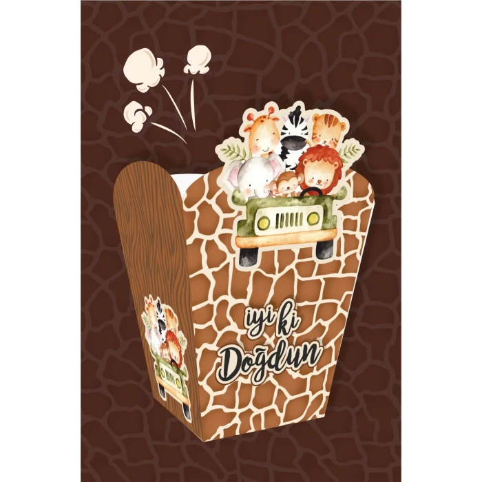 Safari Pastel Popcorn Kutusu (mısır) 8li