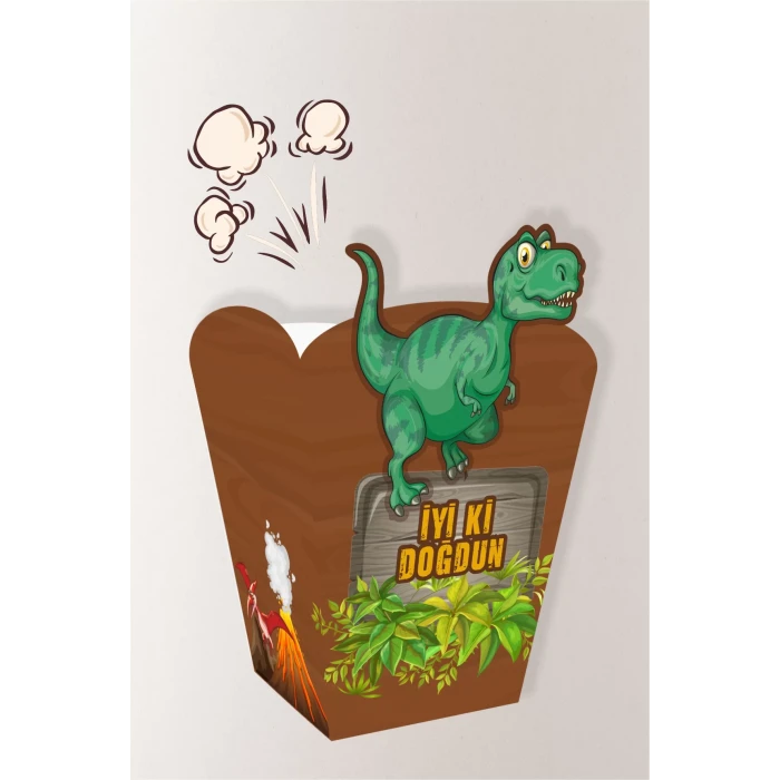Dinozor Konsepti Popcorn Kutusu (mısır) 8li