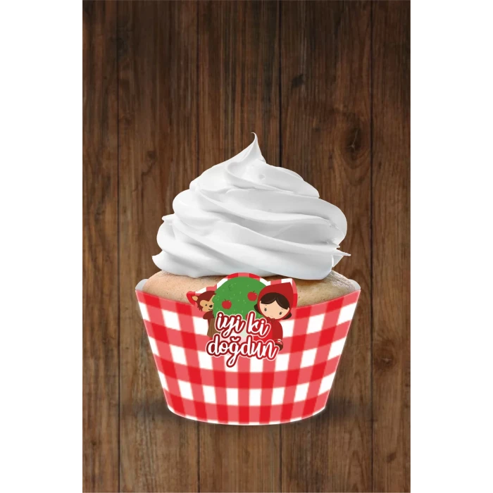 Kırmızı Başlıklı Kız Cupcake Sargısı 8li