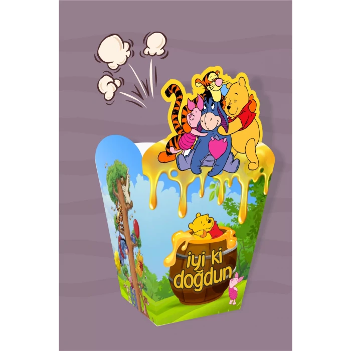 Winnie The Pooh Temalı Popcorn Kutusu (mısır) 8li